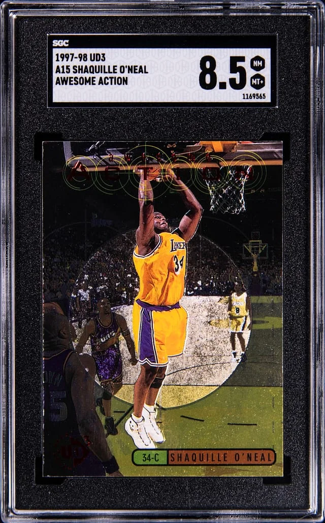 1997-98 UD3 Awesome Action Shaquille O'Neal #A15 card image