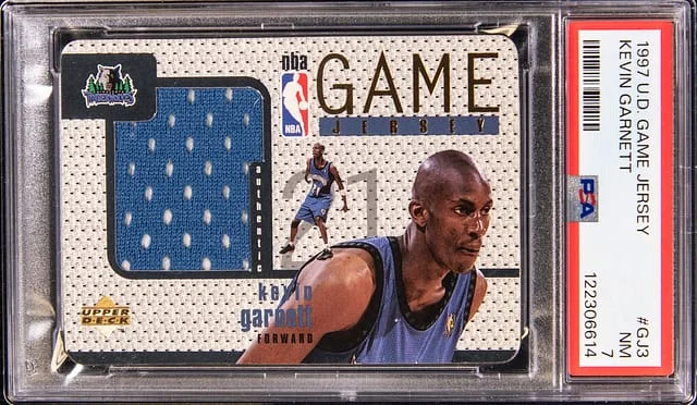 1997-98 Upper Deck Game Jersey Kevin Garnett #GJ3 card image