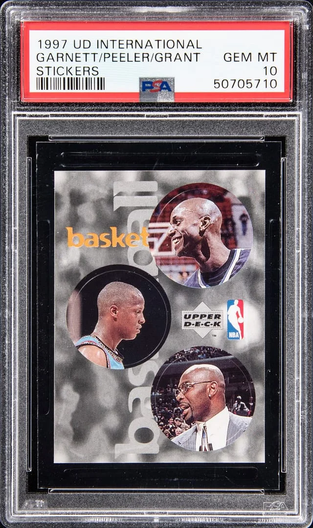 1997-98 Upper Deck International Stickers Garnett/Peeler/Grant #no-number card image
