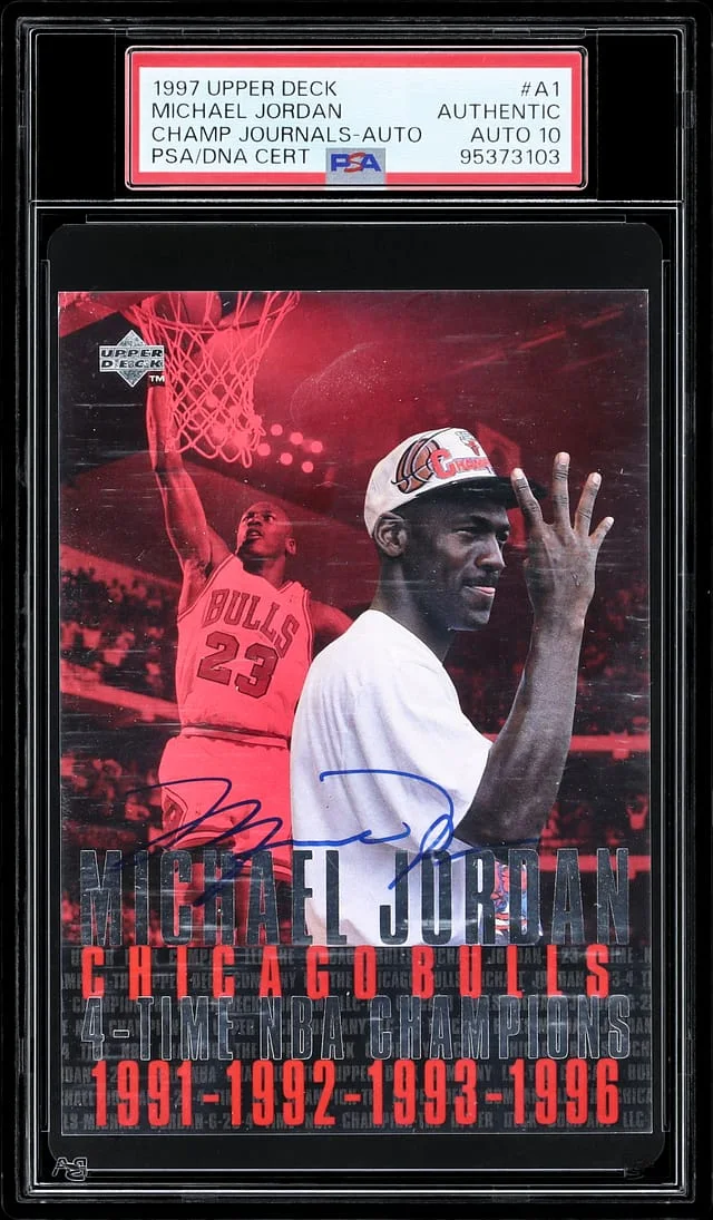 1997-98 Upper Deck Michael Jordan Championship Journals Autograph #A1 card image