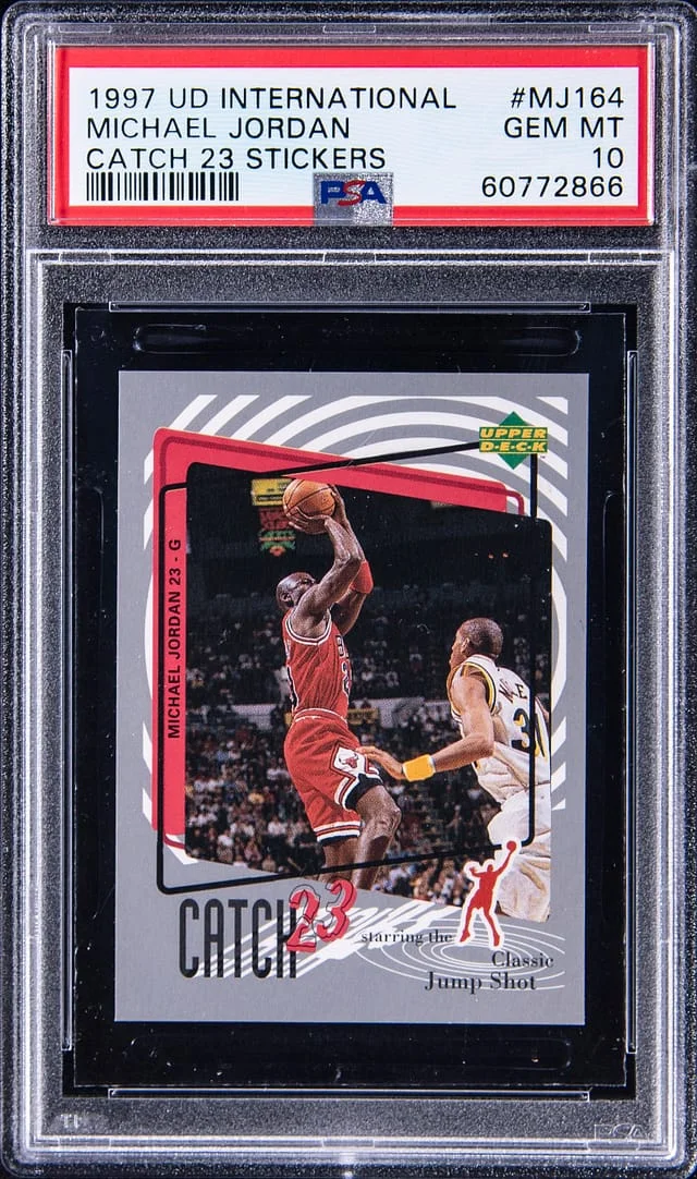 1997-98 Upper Deck Michael Jordan International Catch 23 Stickers #MJ164 card image