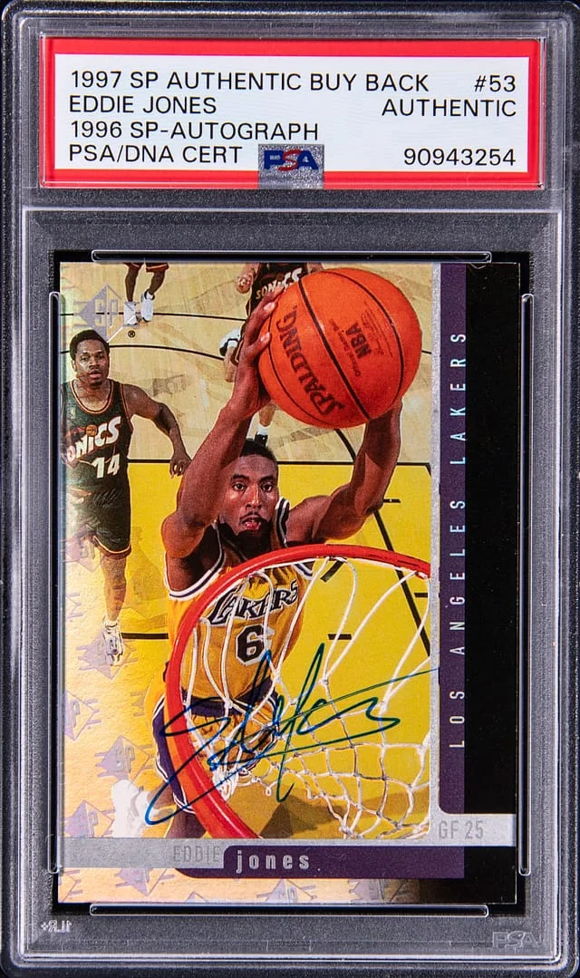 1997-98 Upper Deck SP Authentic Eddie Jones Buy Back 1996 SP Autograph #53 card image
