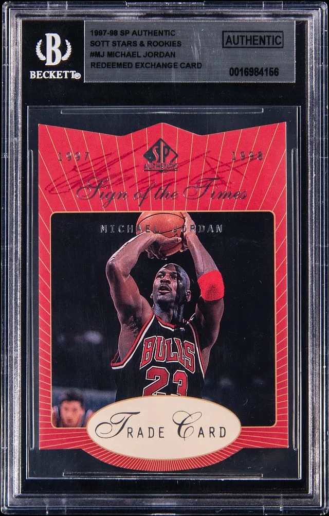 1997-98 Upper Deck SP Authentic Michael Jordan Redeemed Exchange Sign Of The Times Stars & Rookies #MJ card image