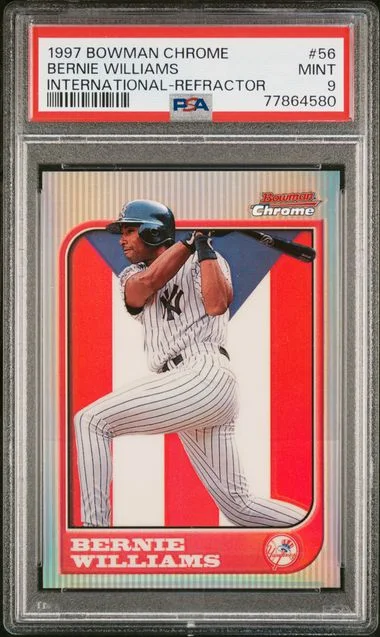 1997 Bowman Chrome Bernie Williams International Refractor #56 card image
