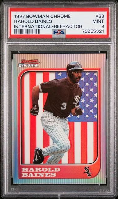 1997 Bowman Chrome Harold Baines International Refractor #33 card image