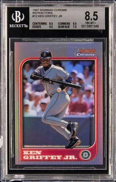 1997 Bowman Chrome Ken Griffey Jr. Refractor #12 card image