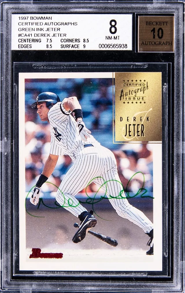 1997 Bowman Derek Jeter Certified Autographs Green Ink #CA41 card image