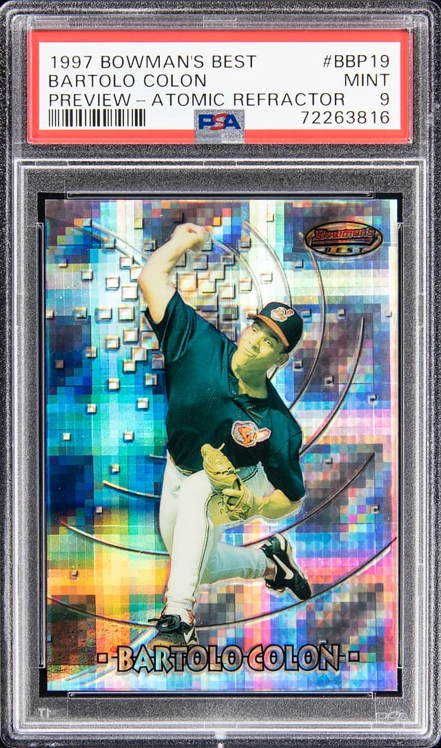 1997 Bowman's Best Bartolo Colon Preview Atomic Refractor #BBP19 card image