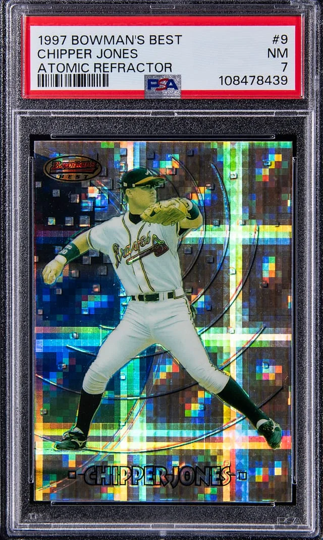 1997 Bowman's Best Chipper Jones Atomic Refractor #9 card image
