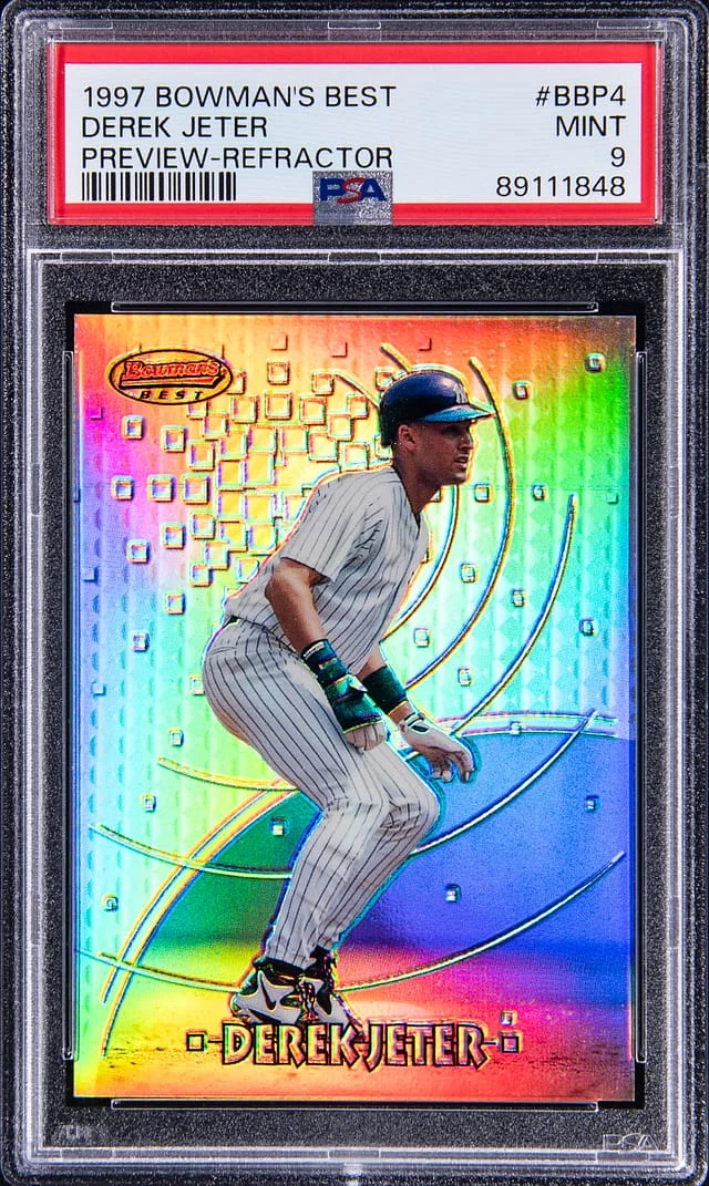 1997 Bowman's Best Derek Jeter Preview Atomic Refractor #BBP4 card image