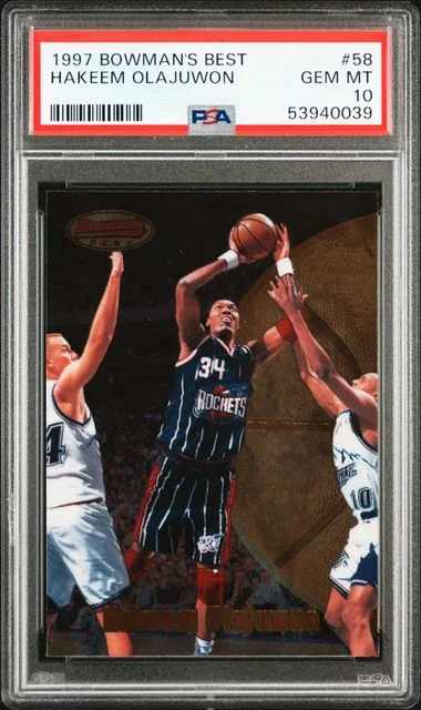 1997 Bowman's Best Hakeem Olajuwon #58 card image