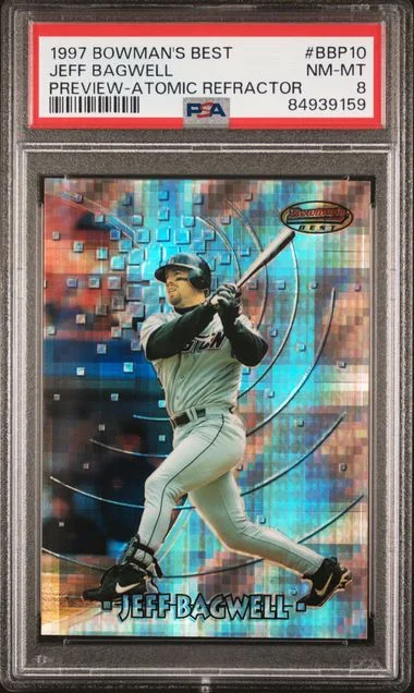 1997 Bowman's Best Jeff Bagwell Preview Atomic Refractor #BBP10 card image