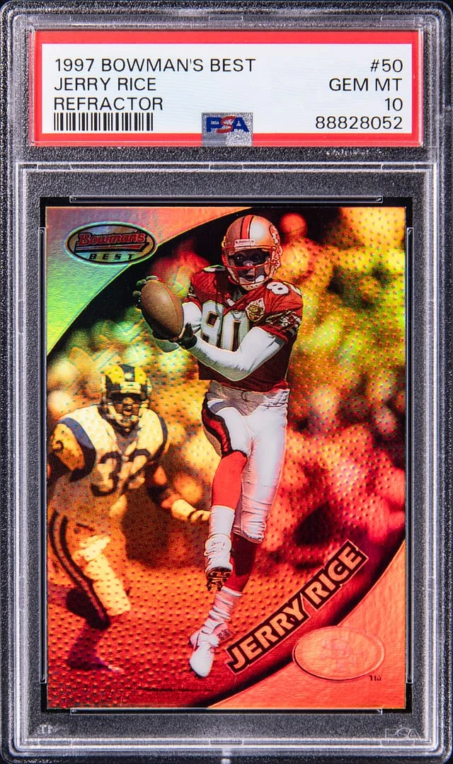1997 Bowman's Best Jerry Rice Refractor #50 card image
