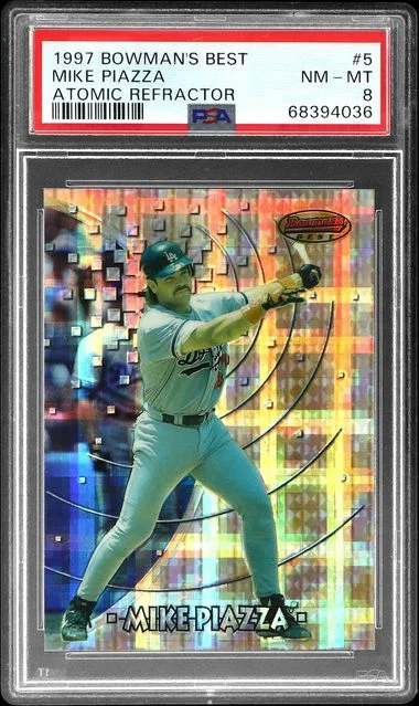 1997 Bowman's Best Mike Piazza Atomic Refractor #5 card image