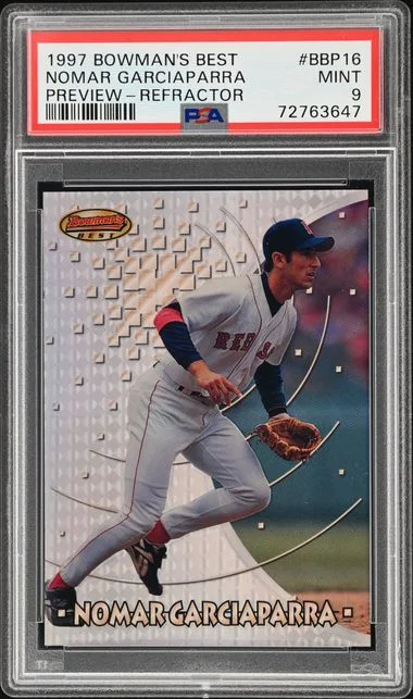 1997 Bowman's Best Nomar Garciaparra Preview Refractor #BBP16 card image