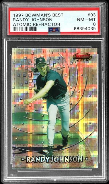 1997 Bowman's Best Randy Johnson Atomic Refractor #93 card image