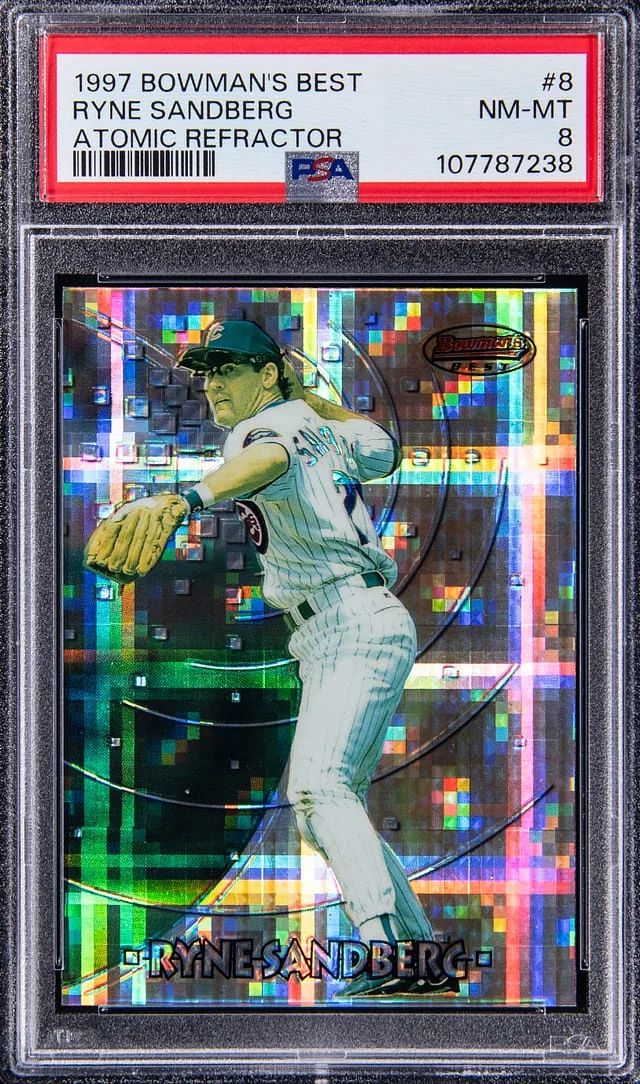 1997 Bowman's Best Ryne Sandberg Atomic Refractor #8 card image