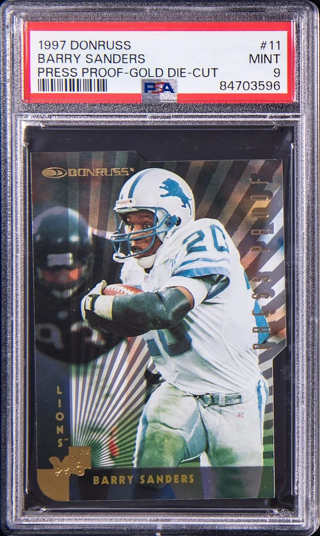 1997 Donruss Barry Sanders Press Proof Gold Die-Cut #11 card image