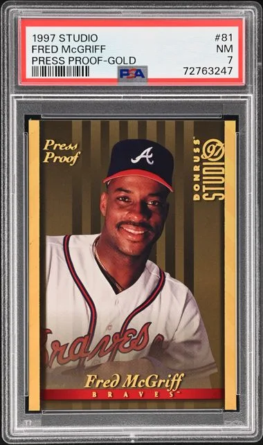 1997 Donruss Fred McGriff Studio Press Proof Gold #81 card image