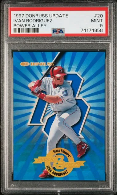 1997 Donruss Ivan Rodriguez Update Power Alley #20 card image