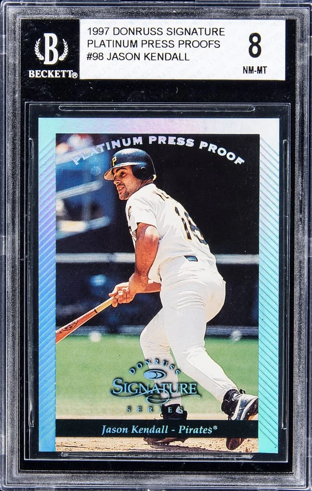 1997 Donruss Jason Kendall Signatures Platinum Press Proofs #98 card image