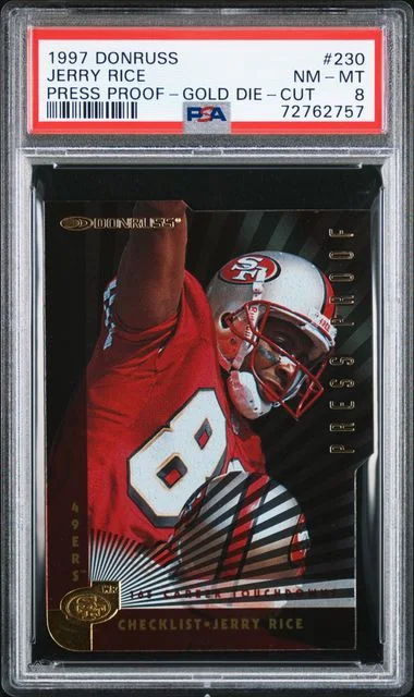 1997 Donruss Jerry Rice Press Proof-Gold Die-Cut #230 card image