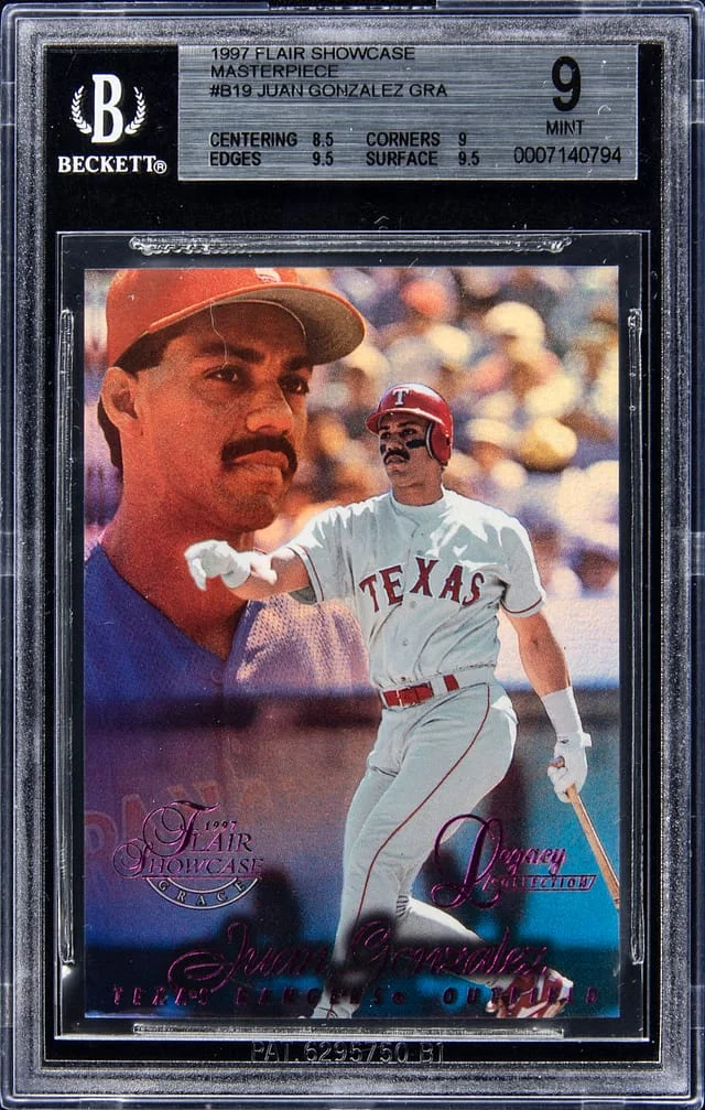 1997 Flair Showcase Juan Gonzalez Legacy Collection 1 Of 1 Masterpiece #B19 card image