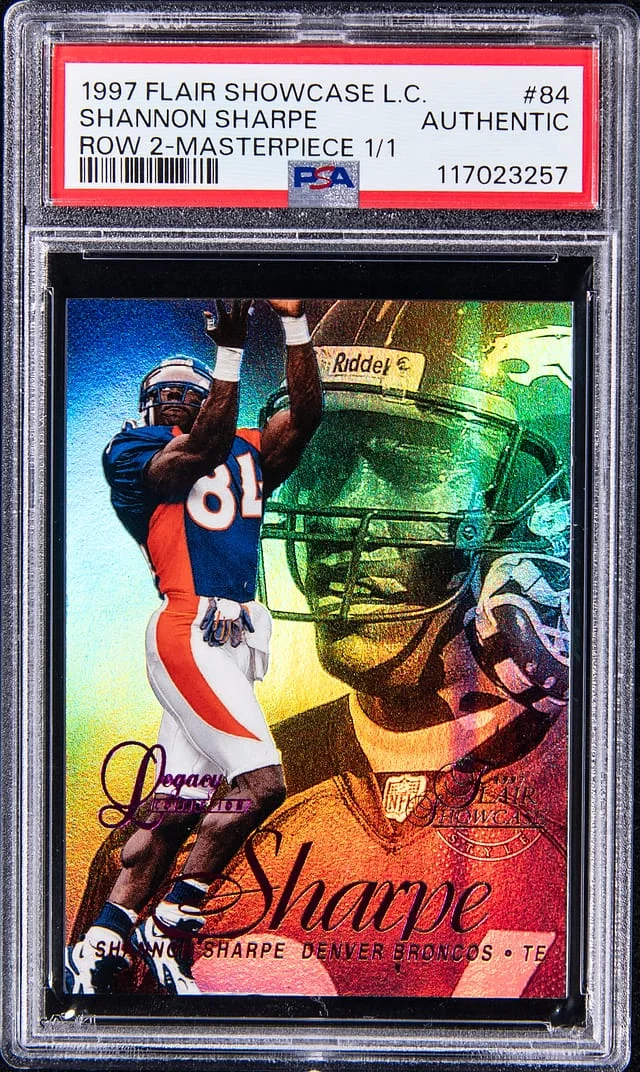 1997 Flair Showcase Shannon Sharpe Legacy Collection Row 2 Masterpiece #84 card image