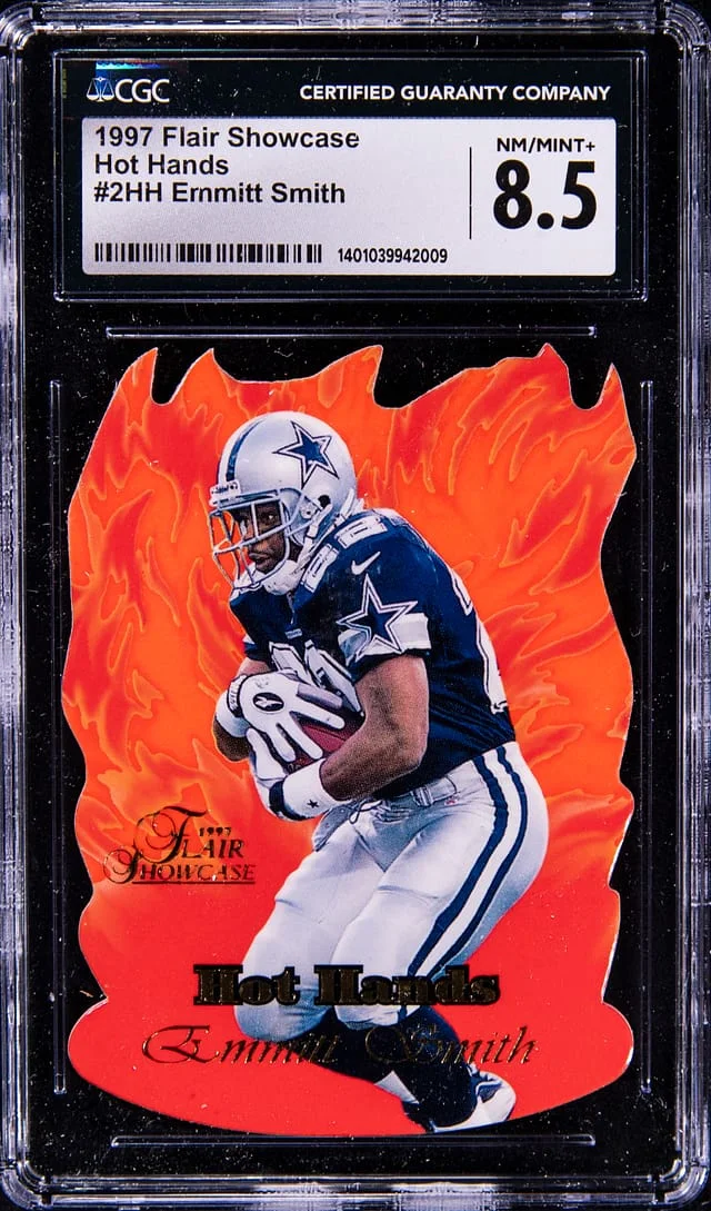 1997 Fleer Flair Showcase Emmitt Smith Hot Hands #2HH card image