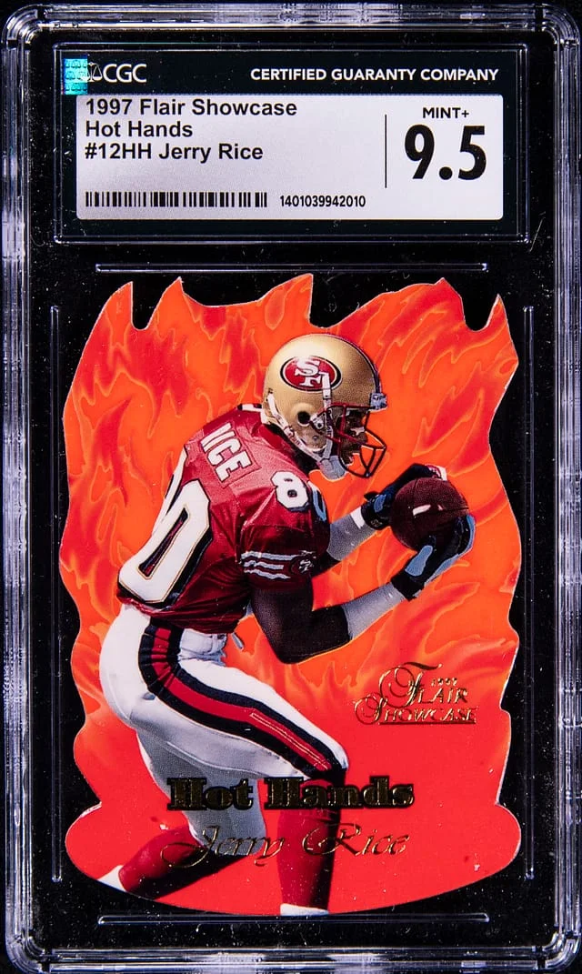 1997 Fleer Flair Showcase Jerry Rice Hot Hands #12HH card image