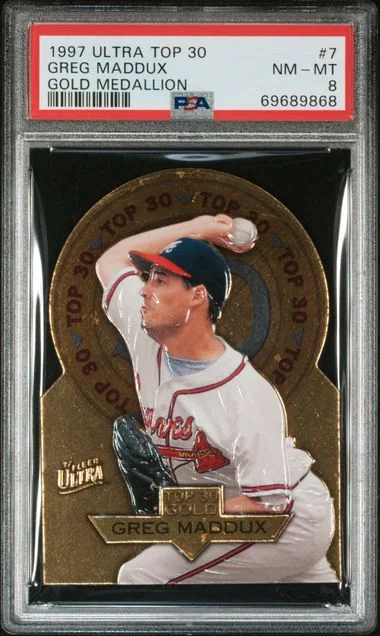 1997 Fleer Ultra Greg Maddux Top 30 Gold Medallion #7 card image