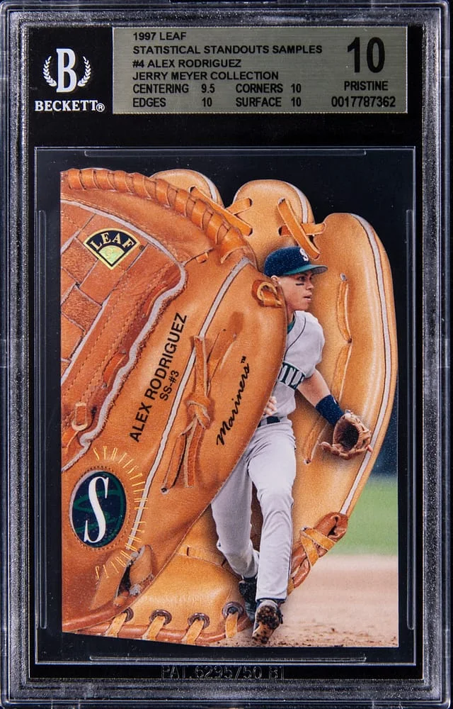 1997 Leaf Alex Rodriguez (/1000) Statistical Standouts Samples Jerry Meyer Collection #4 card image