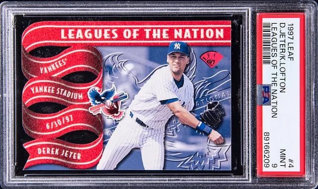 1997 Leaf Derek Jeter/Kenny Lofton Leagues of the Nation #12 card image
