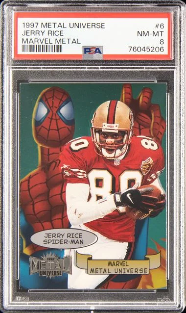 1997 Metal Universe Jerry Rice Marvel Metal #6 card image