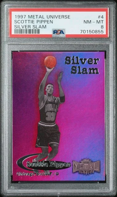 1997 Metal Universe Scottie Pippen Silver Slam #4 card image