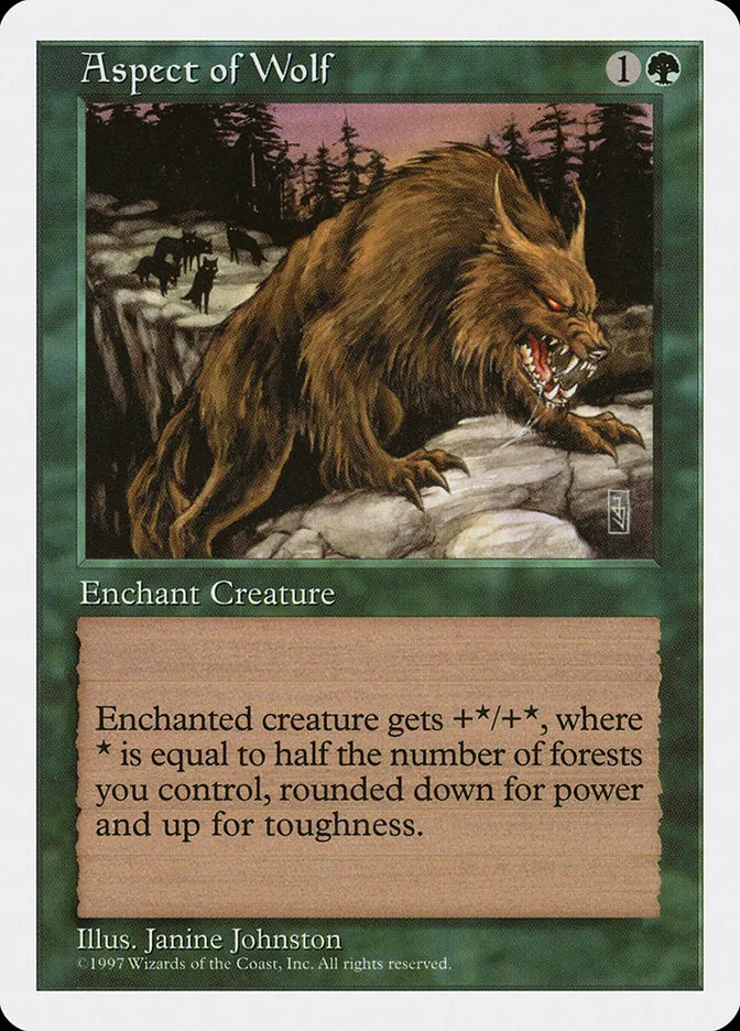 1997 Fifth Edition Aspect of Wolf rare #278 rare card image