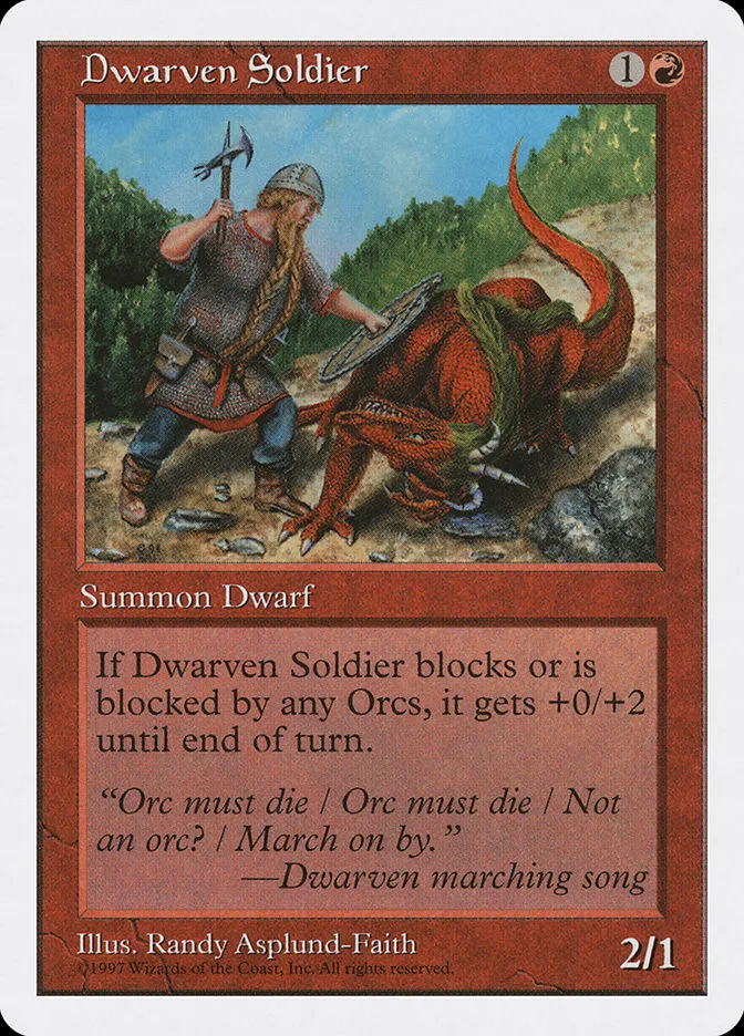 1997 Fifth Edition Dwarven Soldier common #221 common card image