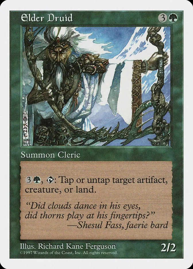 1997 Fifth Edition Elder Druid rare #290 rare card image