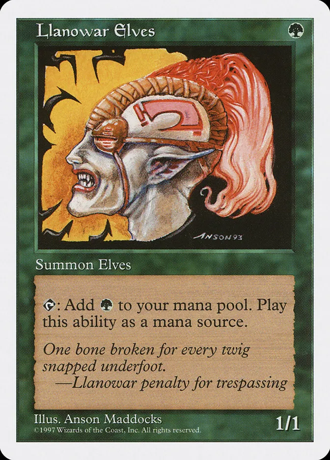 1997 Fifth Edition Llanowar Elves #313 common card image
