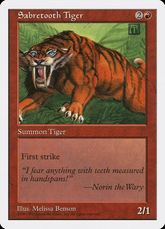 1997 Fifth Edition Sabretooth Tiger common #264 common card image