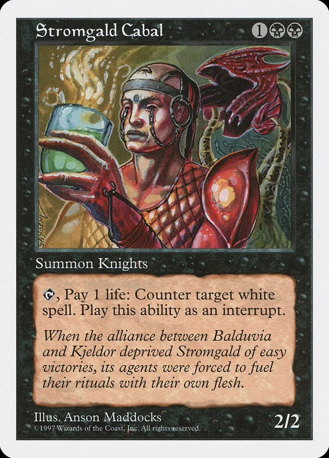 1997 Fifth Edition Stromgald Cabal rare #195 rare card image
