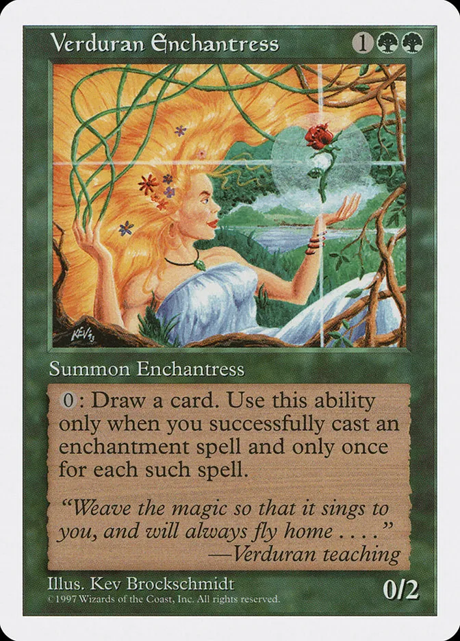 1997 Fifth Edition Verduran Enchantress #337 rare card image