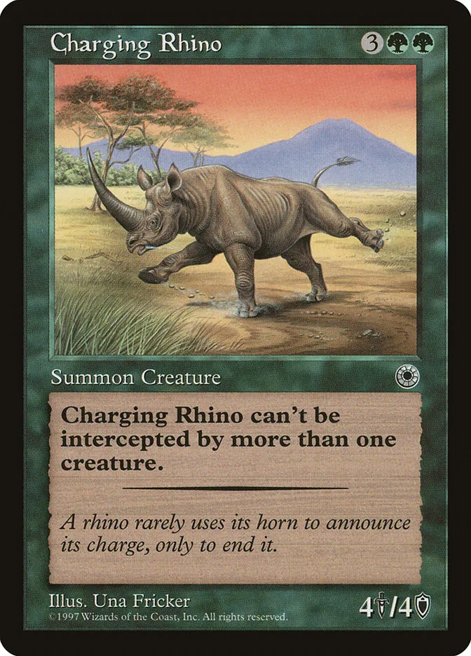 1997 Portal Charging Rhino #161 rare card image