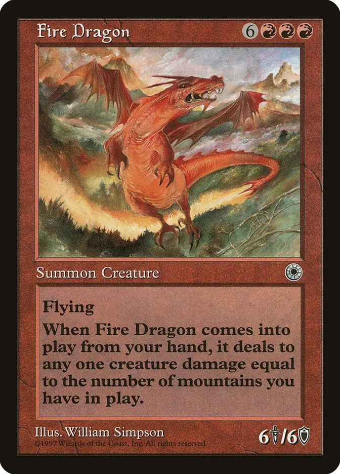 1997 Portal Fire Dragon rare #125 rare card image