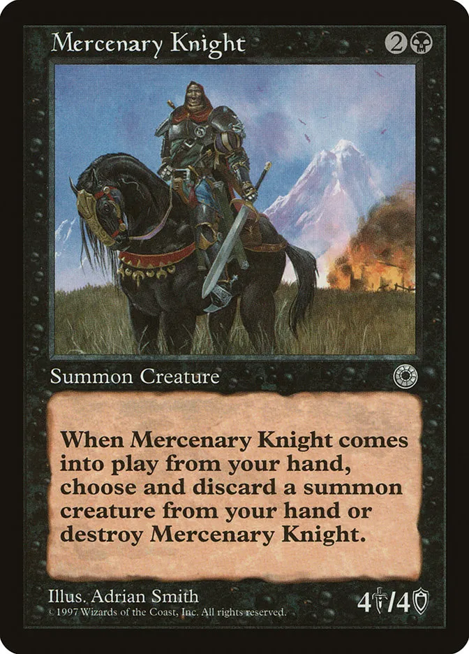 1997 Portal Mercenary Knight rare #99 rare card image