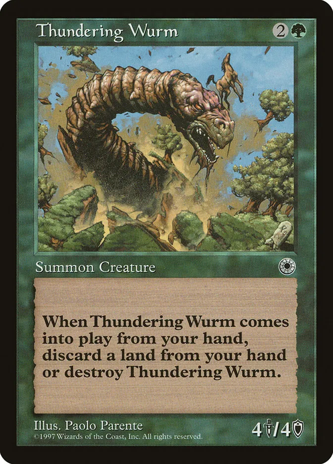 1997 Portal Thundering Wurm #189 rare card image