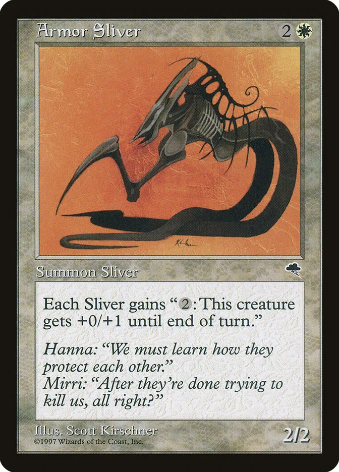 1997 Tempest Armor Sliver uncommon #4 uncommon card image
