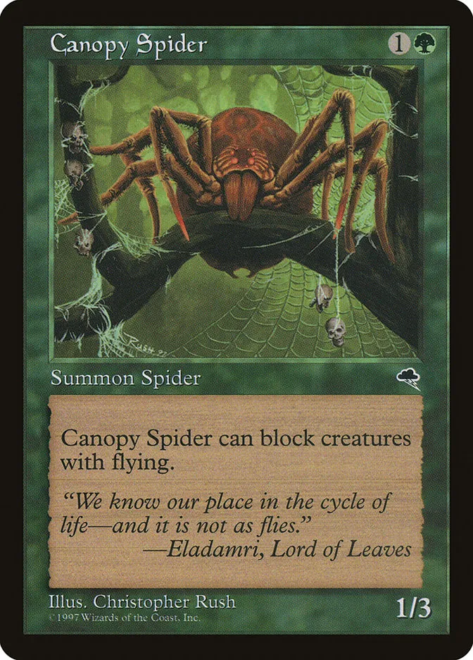 1997 Tempest Canopy Spider common #217 common card image