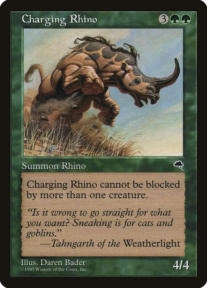 1997 Tempest Charging Rhino uncommon #218 uncommon card image