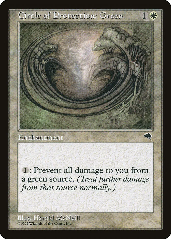 1997 Tempest Circle of Protection: Green common #10 common card image